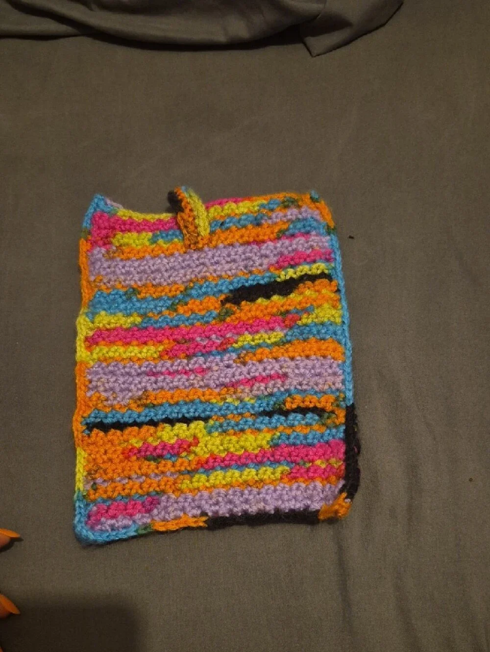 Handmade Multicolor Crochet Kindle Sleeve with Button Loop